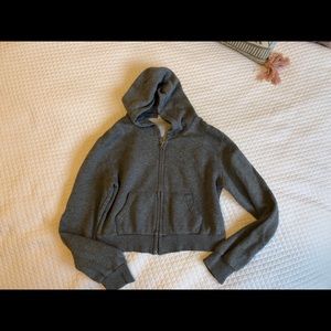 Brandy Melville Crystal Gray Crop ZIP Up Hoodie